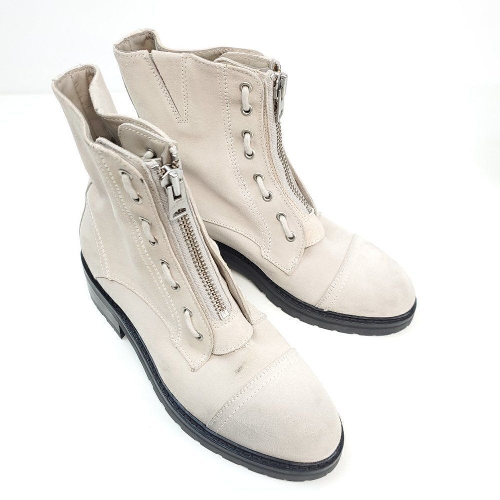All Saints Ariel Boots Zip Up Suede Leather Combat Boots NWOB